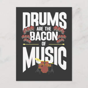 Drums Bacon Music Instrument Drummer Percussion Postcard