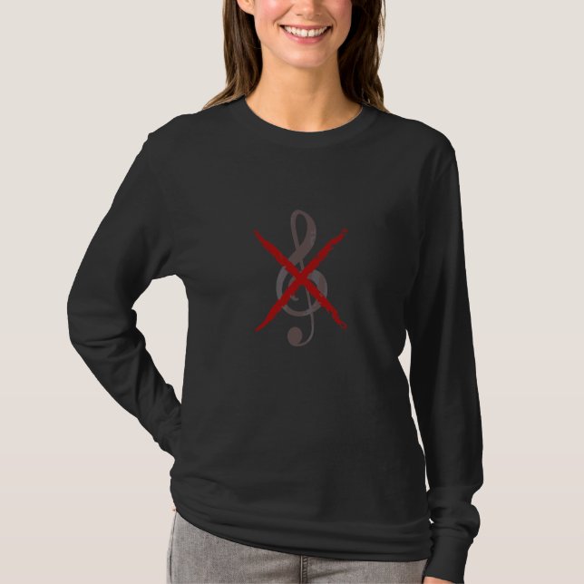 Drums & Bass Without Treble Clef T-Shirt (Front)