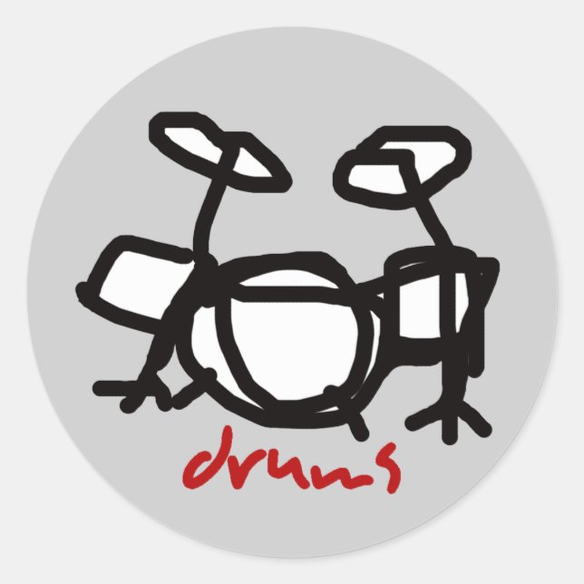 drums classic round sticker (Front)