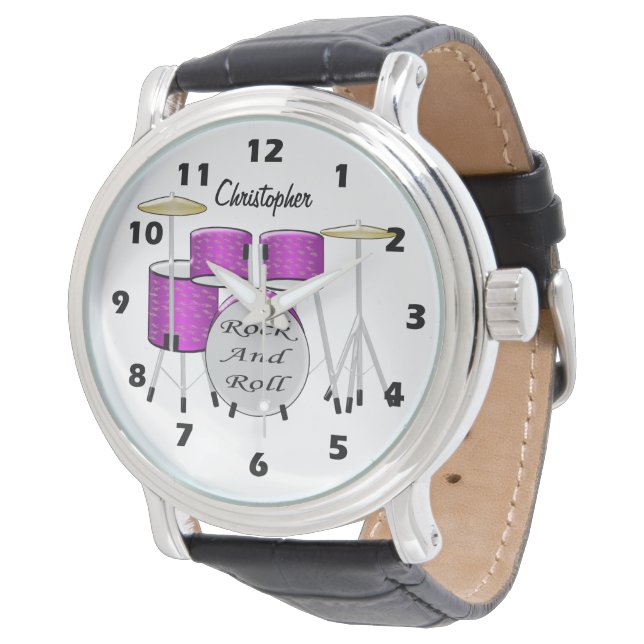 Drums Design Just Add Name Watch (Angled)