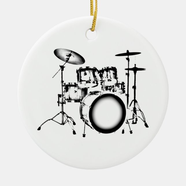 Drums "Drawing" Ceramic Ornament (Front)