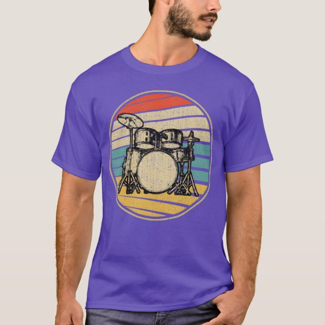 Drums Drummer Band Drumset Drum Set 70s 80s gift T-Shirt (Front)