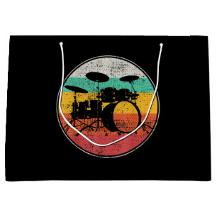 Drums Drummer Band Drumset Retro Vintage Large Gift Bag