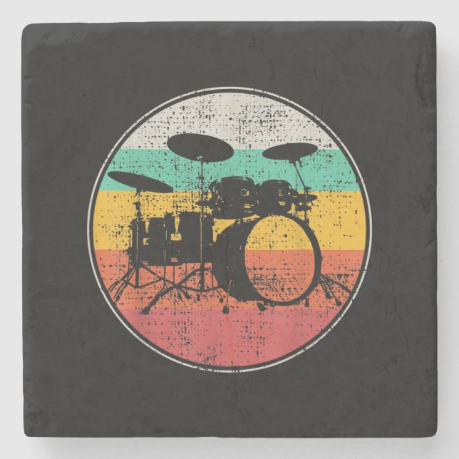 Drums Drummer Band Drumset Retro Vintage Stone Coaster (Front)