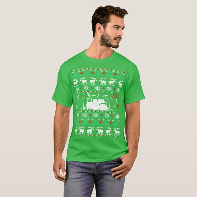 Drums Drummer Ugly Christmas Sweater Tshirt (Front Full)