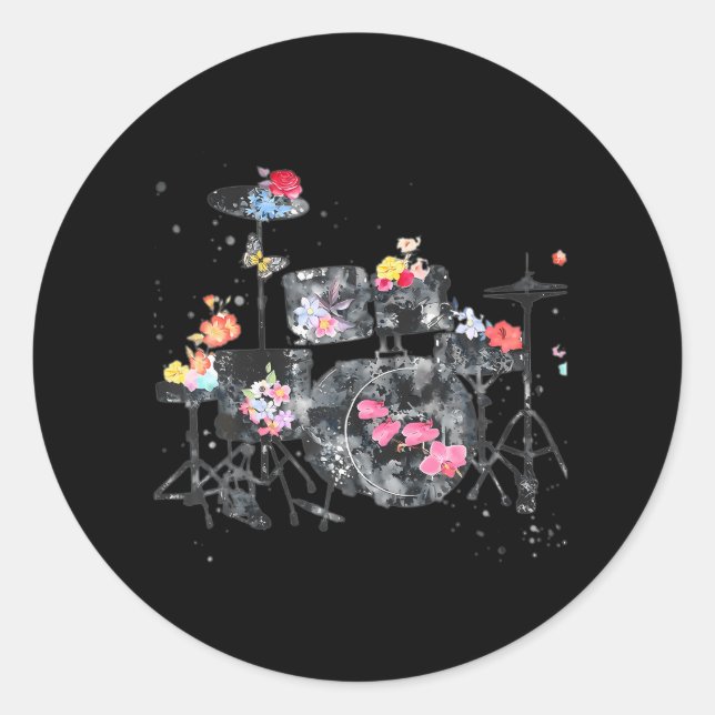 drums drums for drummer girls drums classic round sticker (Front)