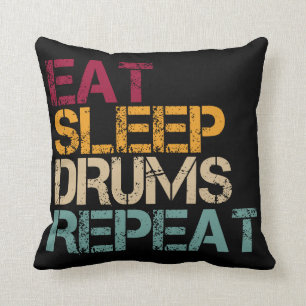 Drums Eat Sleep Repeat Retro funny for Drummer Cushion