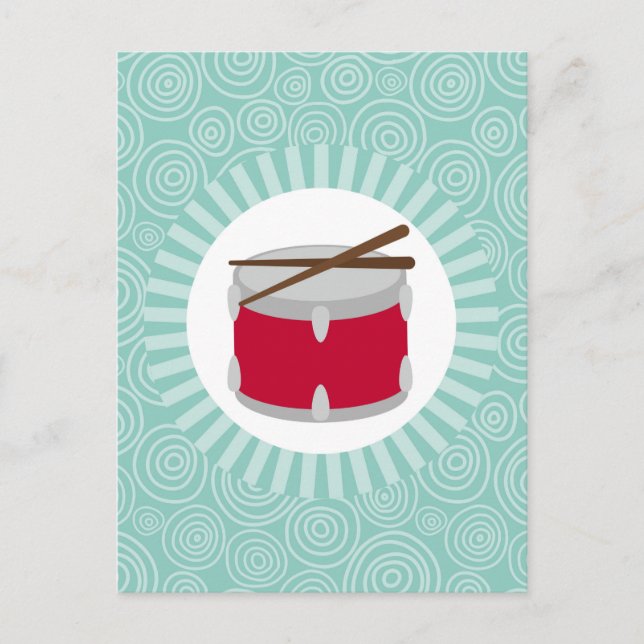 Drums Fun Turquoise Swirl Music Postcard (Front)