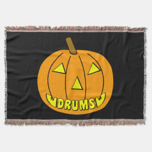 Drums Halloween Pumpkin Throw Blanket