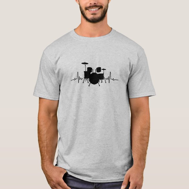 DRUMS HEARTBEAT - Funny drummer  T-Shirt (Front)