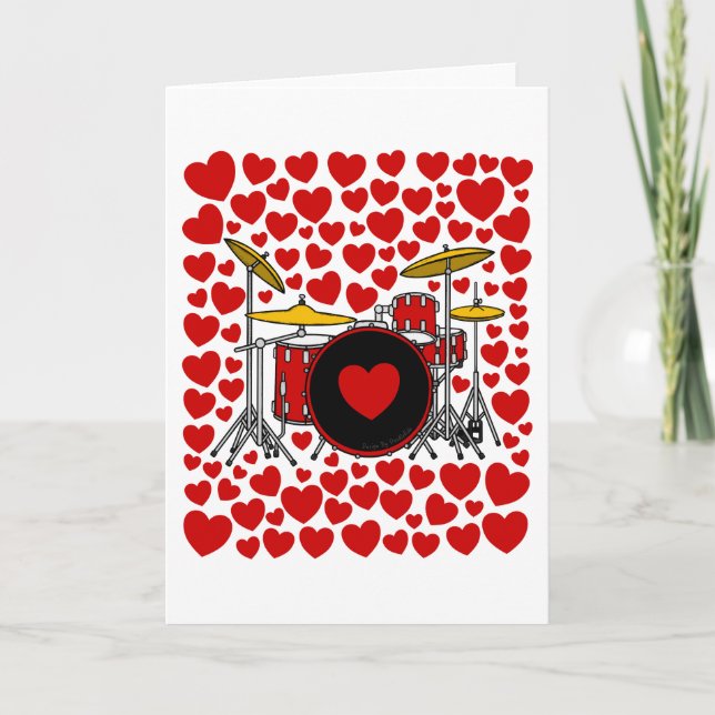 Drums Hearts Drummer Valentines Anniversary Card (Front)