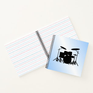 Drums Music Design Blue Notebook