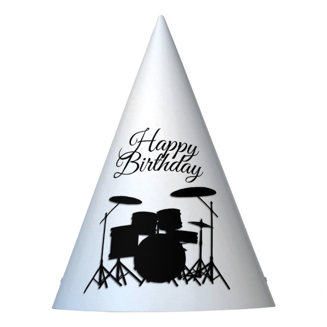 Drums Music Design Blue Party Hat (Front)