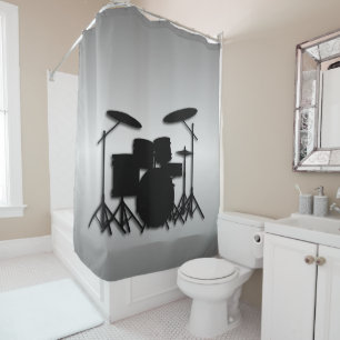 Drums Music Design Silver Shower Curtain