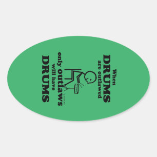 Drums Outlawed Oval Sticker