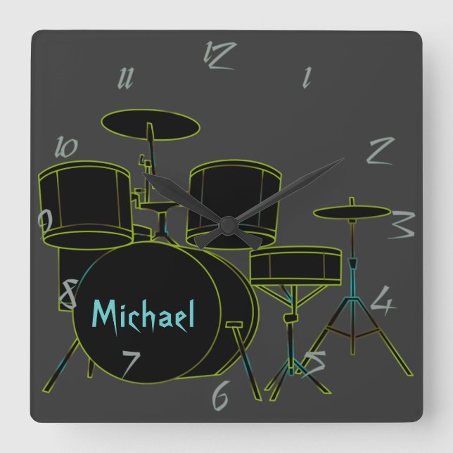Drums Personalised Wall Clock (Front)