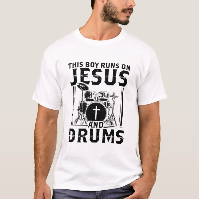 Drums Player | Christian Jesus Band Drummer Gifts T-Shirt (Front)