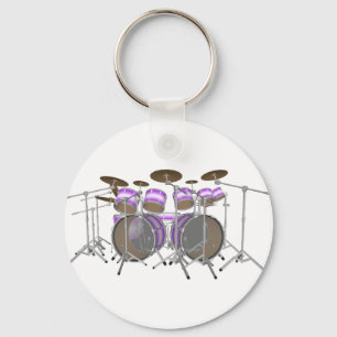 Drums: Purple & White Drum Kit: 3D Model: Key Ring