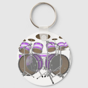 Drums: Purple & White Drum Kit: 3D Model: Key Ring