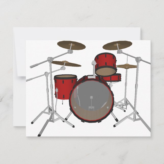 Drums: Red Drum Kit: 3D Model: (Front)