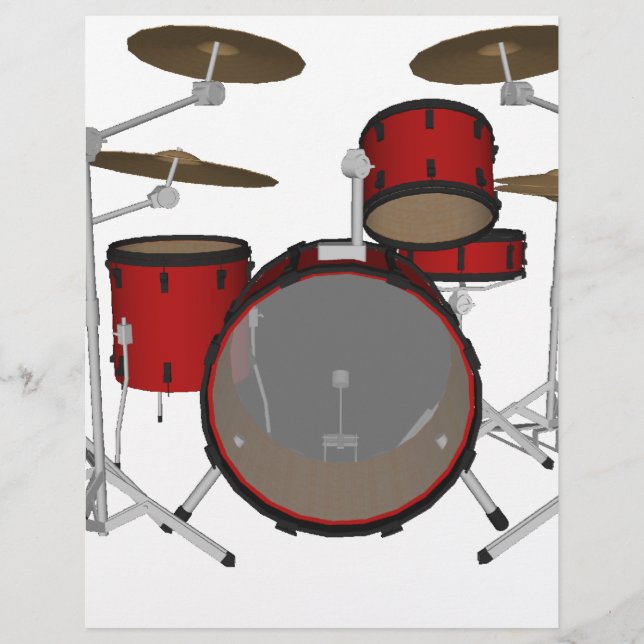 Drums: Red Drum Kit: 3D Model: Flyer (Front)