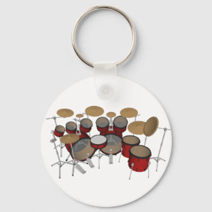 Drums: Red Drum Kit: 3D Model: Key Ring