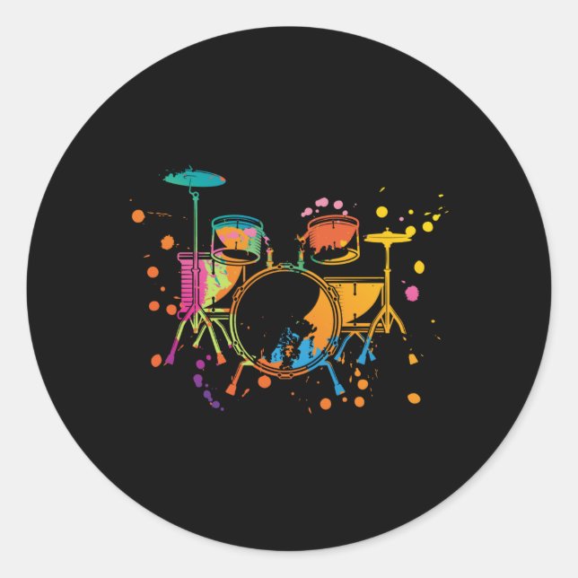 Drums Splash Classic Round Sticker (Front)