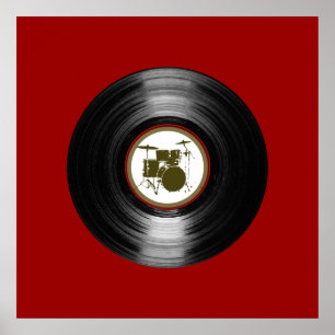 drums vinyl record for walls poster