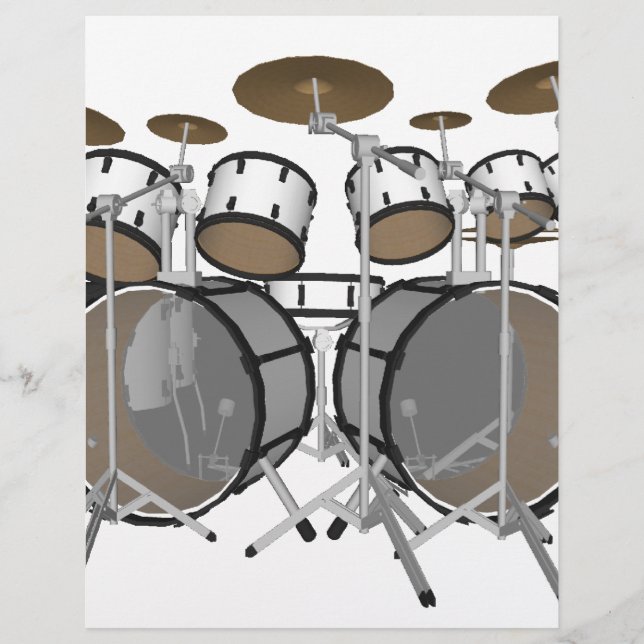 Drums: White Drum Kit: 3D Model: Flyer (Front)