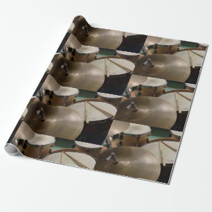 Drumset cymbals and sticks wrapping paper