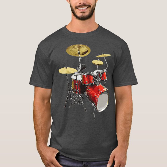 Drumset Design Music and Drums T-Shirt (Front)