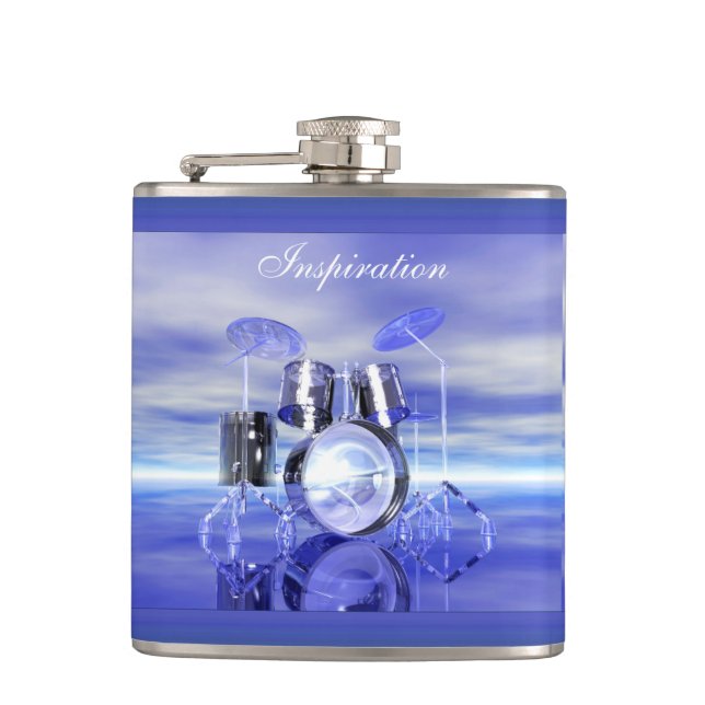 Drumset Musician's Inspiration Personalised Flask (Front)