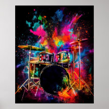 Drumset with exploding colours
