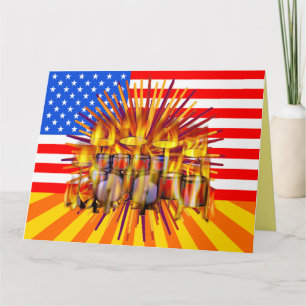 Drumset with Stars & Stripes flag Card