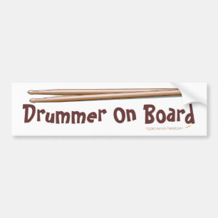Drumsticks Drummer On Board Bumper Sticker