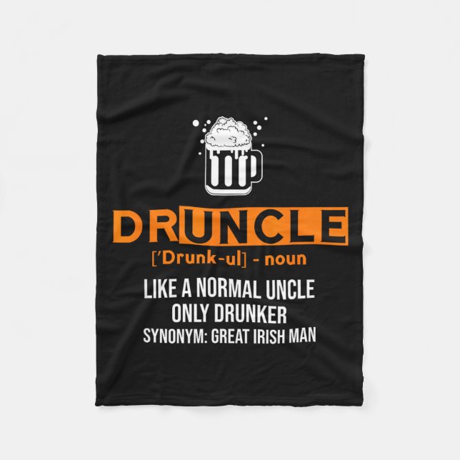 Druncle Funny St Patricks Day 2020 Iri-shirt  Fleece Blanket (Front)