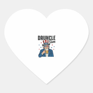 Druncle Sam Funny Patriotic Beer Vector Design_1 Heart Sticker