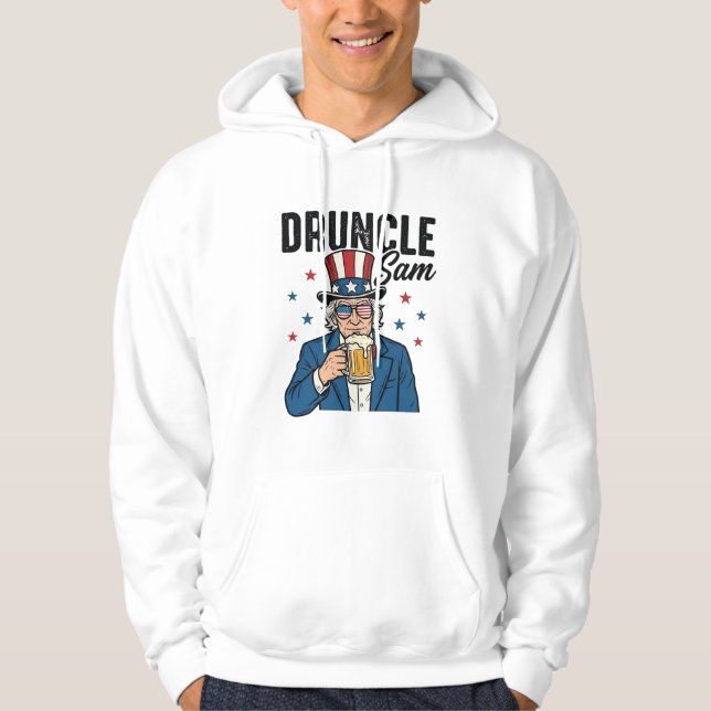 Druncle Sam Funny Patriotic Beer Vector Design_1 Hoodie (Front)