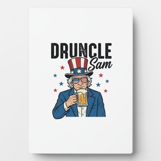 Druncle Sam Funny Patriotic Beer Vector Design_1 Plaque (Front)