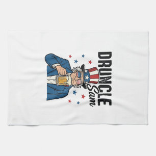 Druncle Sam Funny Patriotic Beer Vector Design_1 Tea Towel