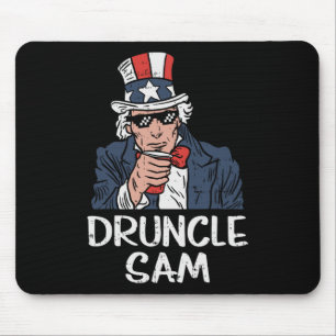 Druncle Sam Funny Uncle Sam Beer 4th Of July Party Mouse Pad