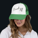 Drunk AF Charcoal Logo Unisex  Trucker Hat<br><div class="desc">Drunk AF Unisex trucker hat - the logo can be moved around if needed, and you can add text to personalise. We recommend something like a wedding hashtag! We love everything about this collection: pink, green, and black colour palette, relaxed and fun typography, and the perfect Summertime graphics to set...</div>