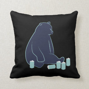 Drunk Bear Throw Pillow