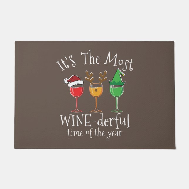 Drunk Christmas Wine Shirt Xmas Alcohol Pajama PJ Doormat (Front)