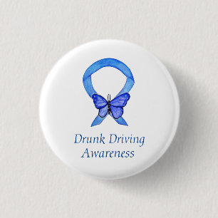 Drunk Driving Awareness Ribbon Butterfly Buttons