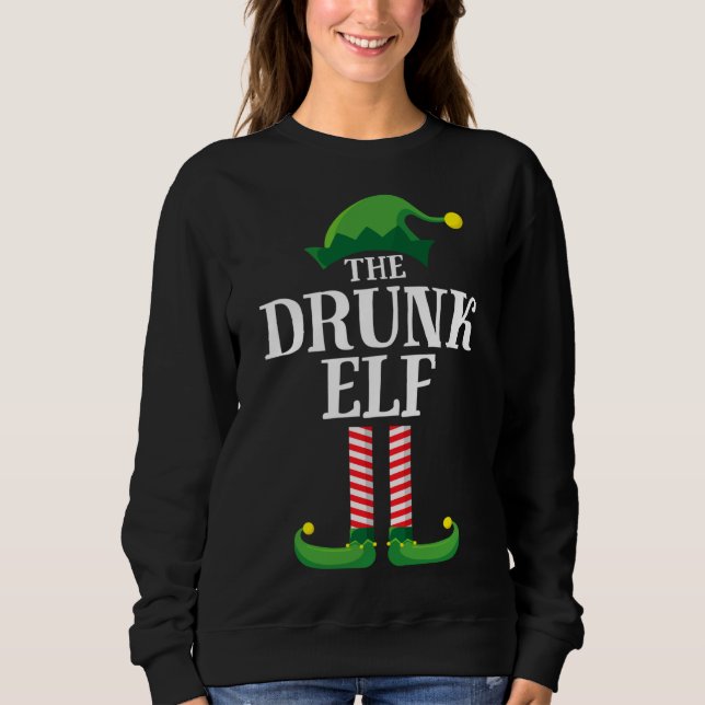 Drunk Elf Matching Family Christmas Party Pajama Sweatshirt (Front)