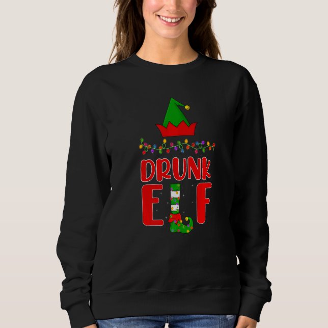 Drunk Elf Matching Family Lighting Christmas Sweatshirt (Front)