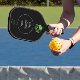 Drunk Green Chameleon Lizard Hanging Out Pickleball Paddle