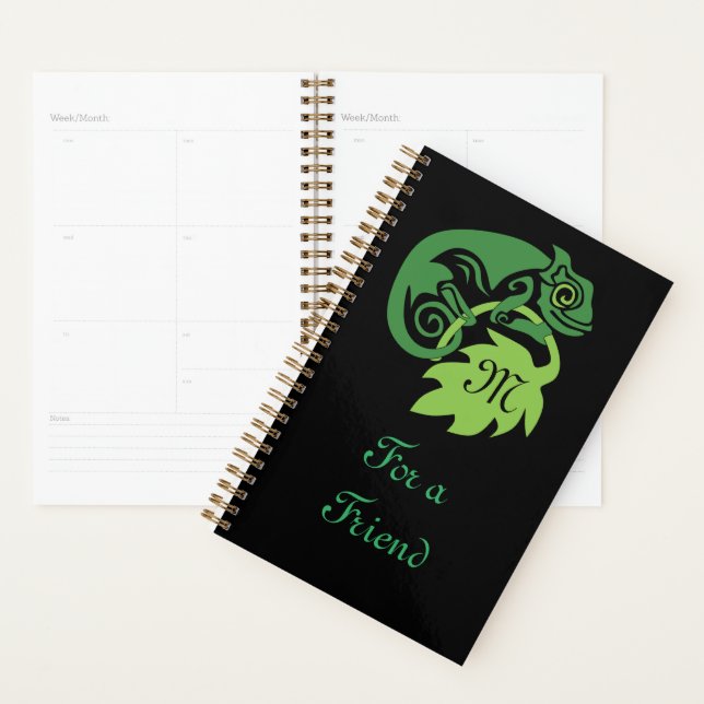 Drunk Green Chameleon Lizard Hanging Out Planner (Display)