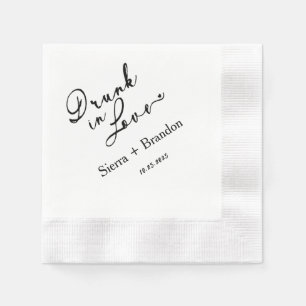 Drunk In Love B&W Monogram Wedding Napkins